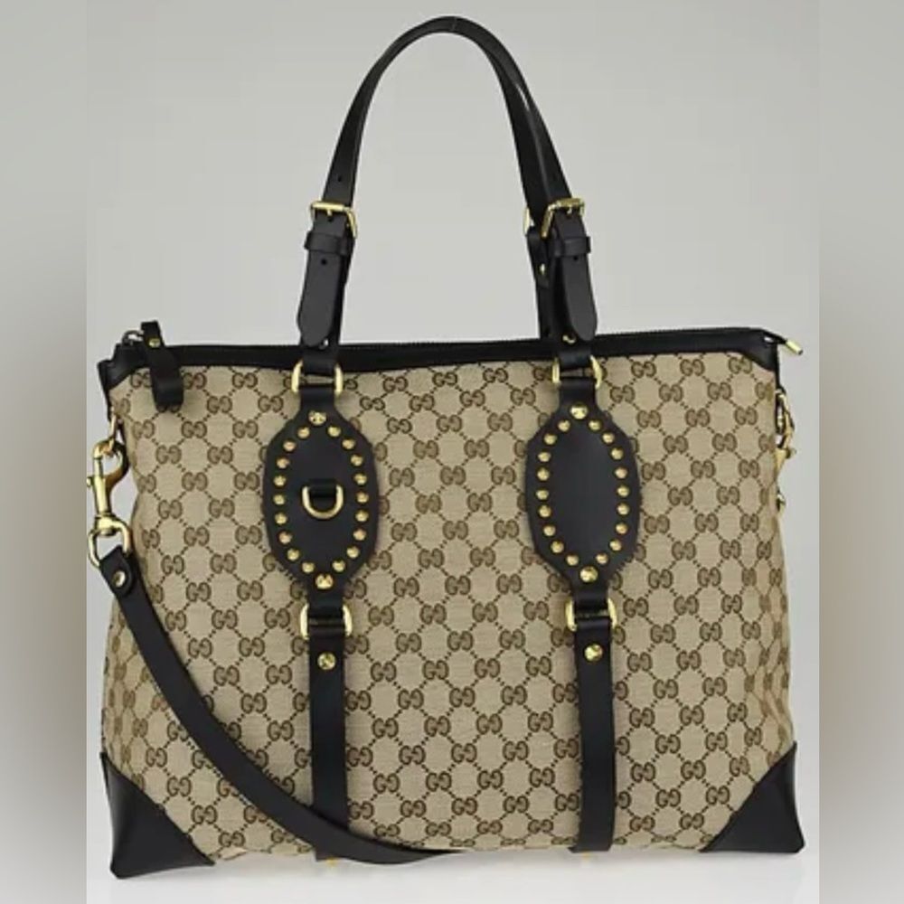 Gucci  GG Supreme Canvas Studded Patti Tote with Leather Trim - Picture 3 of 17